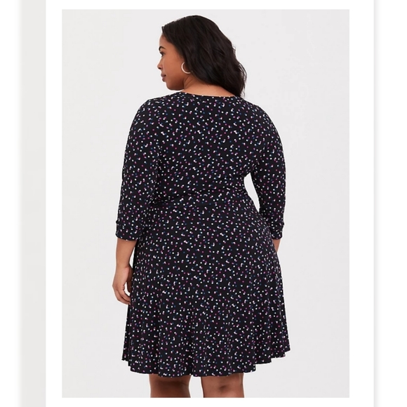 Torrid Black Dot Studio Knit Wrap Dress - Picture 2 of 5